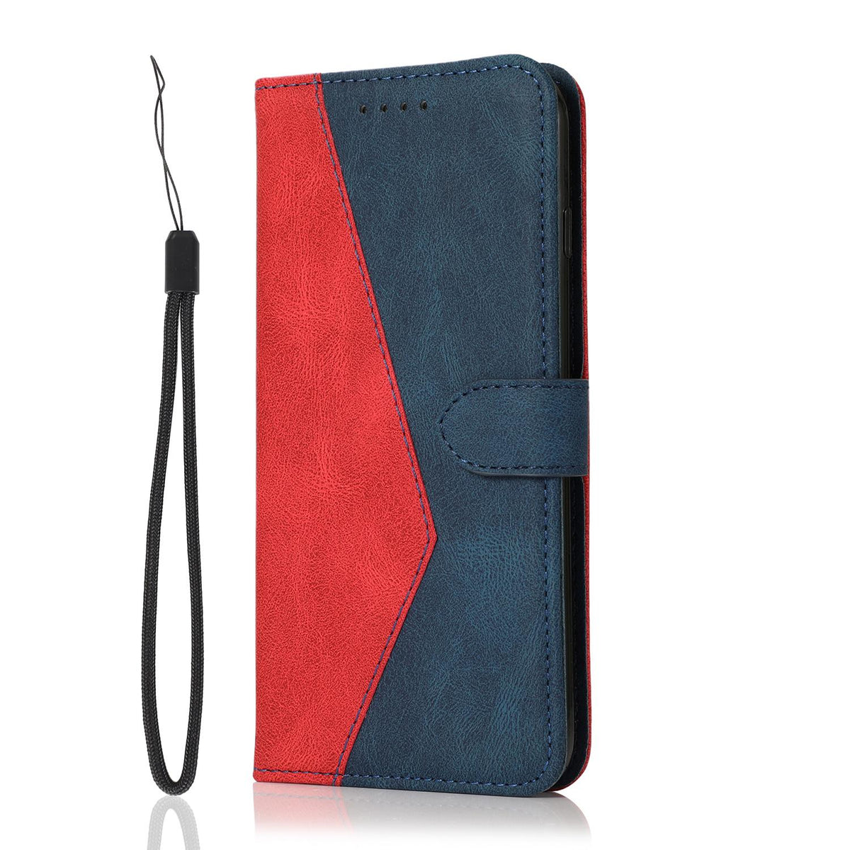 Compatible with iPhone 18 Pro & 17 Pro Dual-color Stitching Leather Phone Case - Red Blue