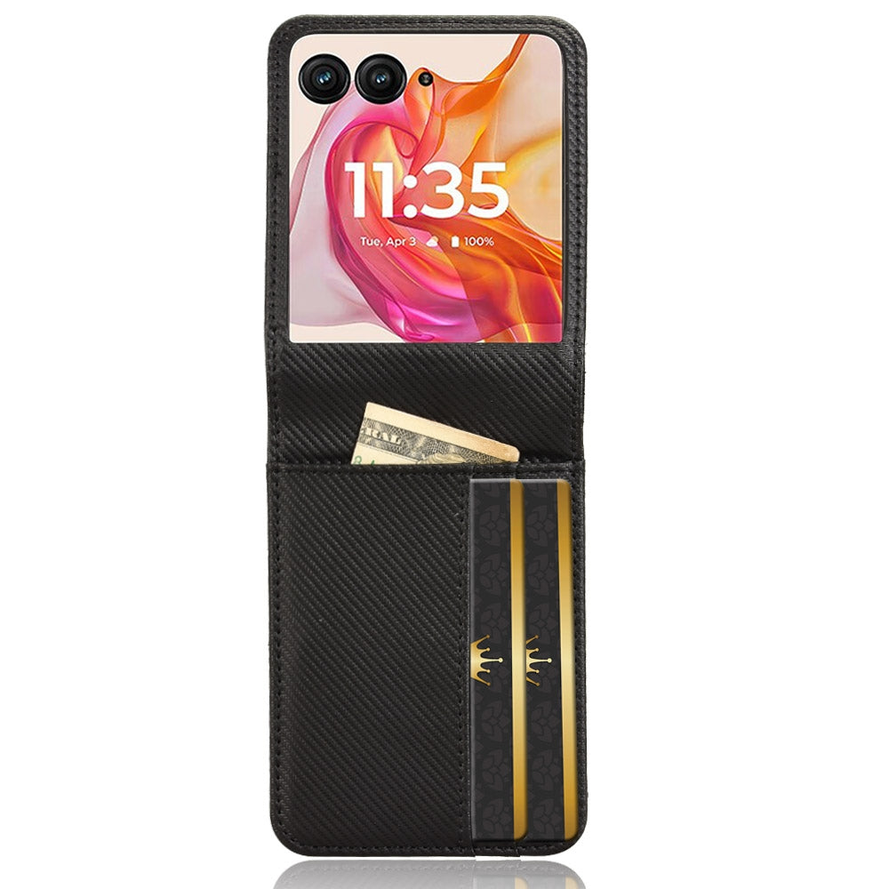 For Motorola Moto Razr 50 Ultra Card Slot PU Leather PC Phone Case(Black)