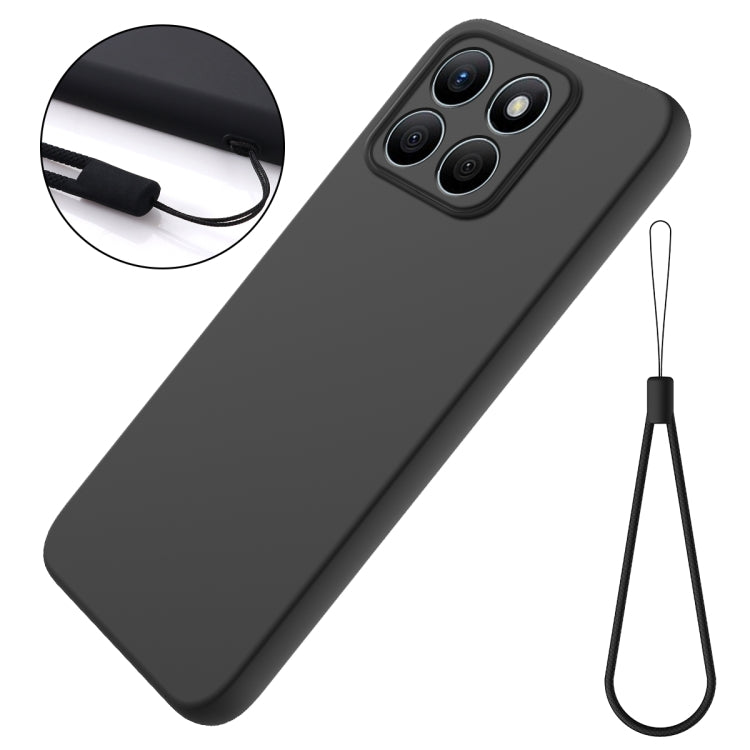 For Honor X8b Pure Color Liquid Silicone Shockproof Phone Case(Black)