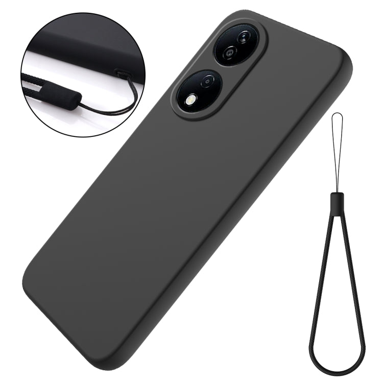 For Honor 90 Smart Pure Color Liquid Silicone Shockproof Phone Case(Black)