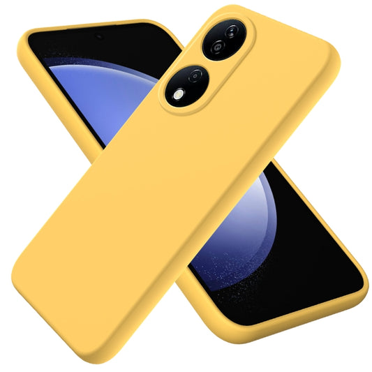 For Honor 90 Smart Pure Color Liquid Silicone Shockproof Phone Case(Yellow)