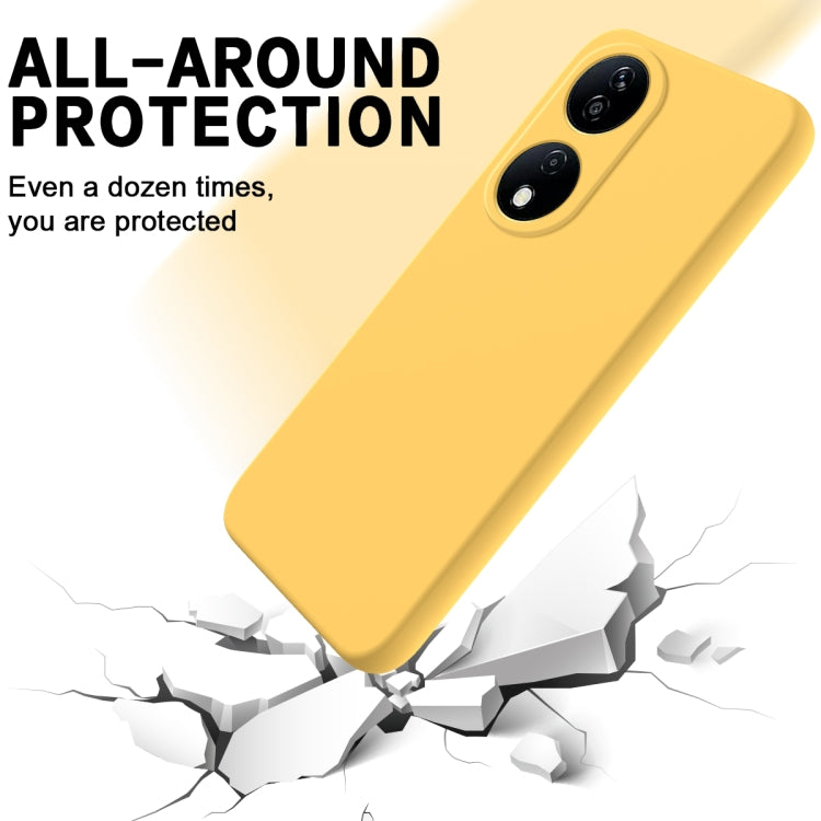 For Honor 90 Smart Pure Color Liquid Silicone Shockproof Phone Case(Yellow)