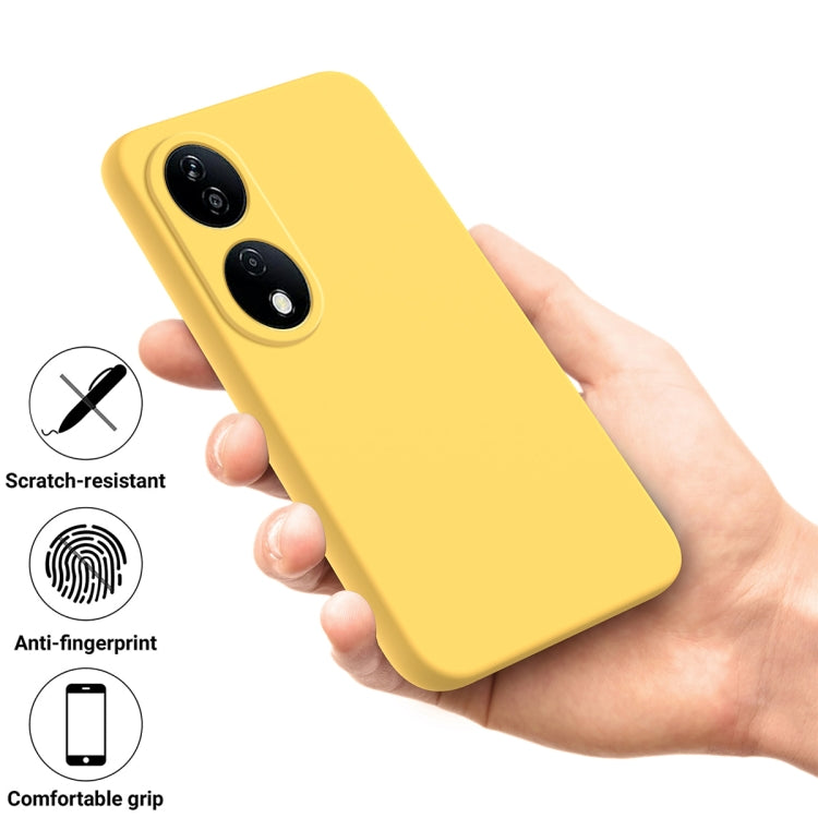 For Honor 90 Smart Pure Color Liquid Silicone Shockproof Phone Case(Yellow)