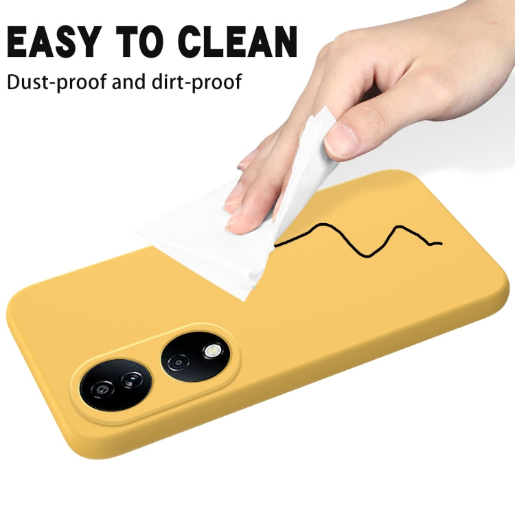 For Honor 90 Smart Pure Color Liquid Silicone Shockproof Phone Case(Yellow)