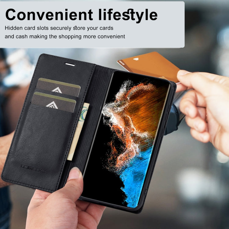 For Samsung Galaxy S24 LC.IMEEKE RFID Anti-theft Leather Phone Case(Black)