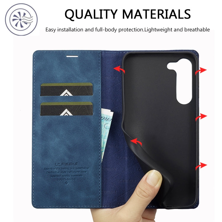 For Samsung Galaxy S24 5G LC.IMEEKE Strong Magnetism Microfiber Leather Phone Case(Blue)