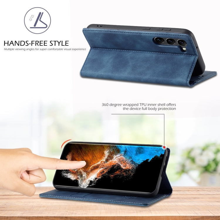 For Samsung Galaxy S24 5G LC.IMEEKE Strong Magnetism Microfiber Leather Phone Case(Blue)