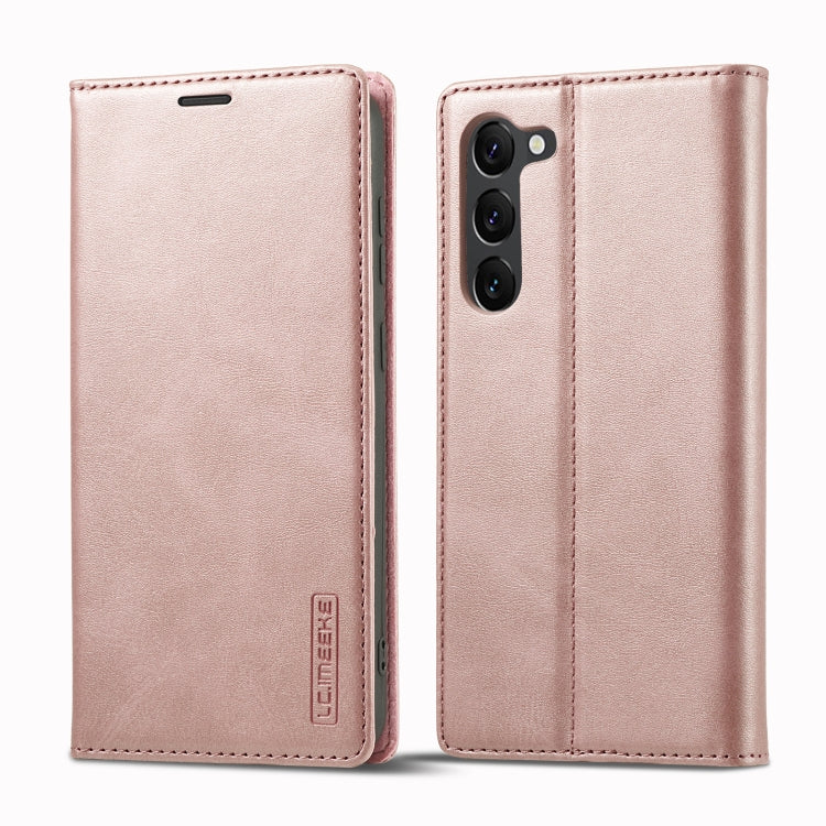 For Samsung Galaxy S24 5G LC.IMEEKE Strong Magnetism Microfiber Leather Phone Case(Rose Gold)