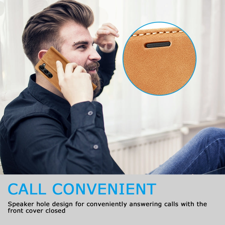 For Samsung Galaxy S24 5G LC.IMEEKE Strong Magnetism Microfiber Leather Phone Case(Brown)