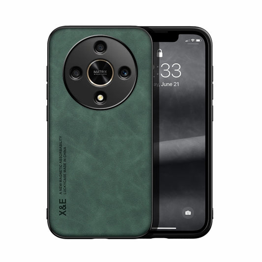 For Honor X9b Skin Feel Magnetic Leather Back Phone Case(Green)