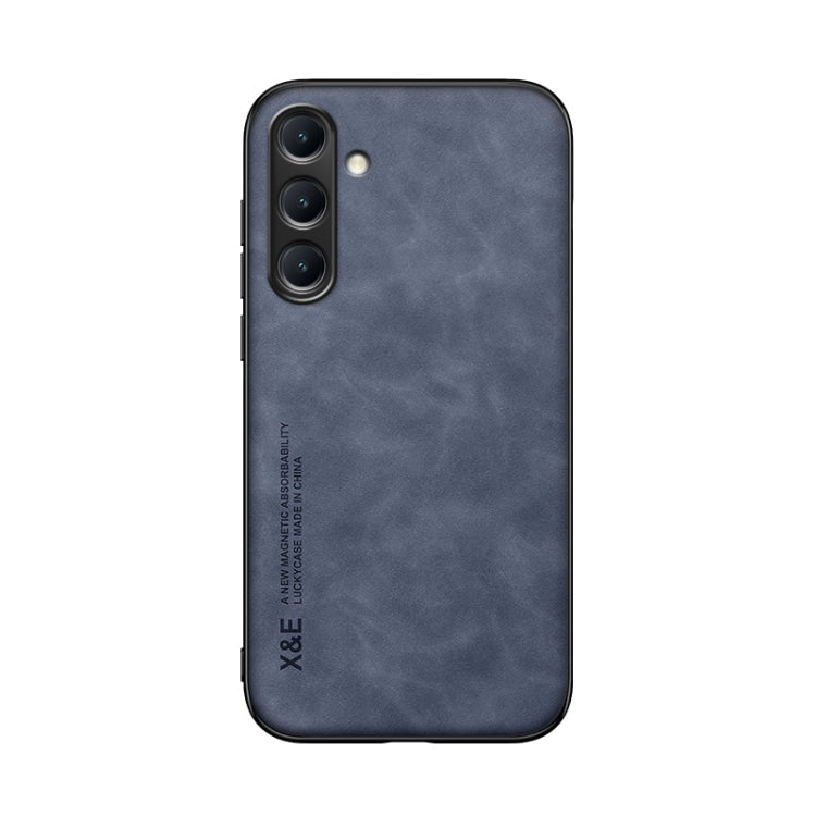 For Samsung Galaxy S24 5G Skin Feel Magnetic Leather Back Phone Case(Blue)
