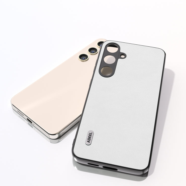 For Samsung Galaxy S24 5G ABEEL Dual Color Lichi Texture PU Phone Case(White)