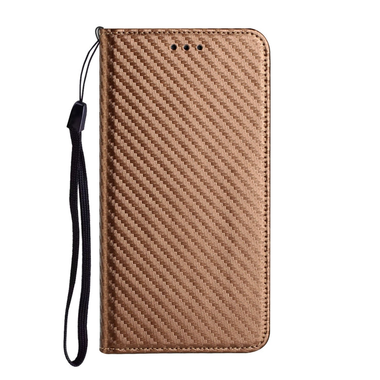 For Samsung Galaxy S24 5G Carbon Fiber Texture Flip Holder Leather Phone Case(Brown)