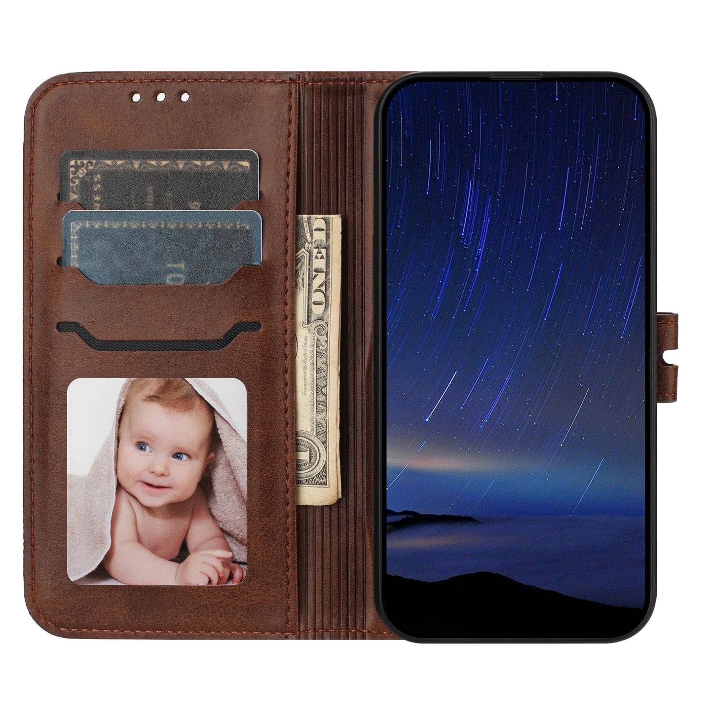 For iPhone 16e Embossed Happy Cat Pattern Flip Leather Phone Case(Brown)