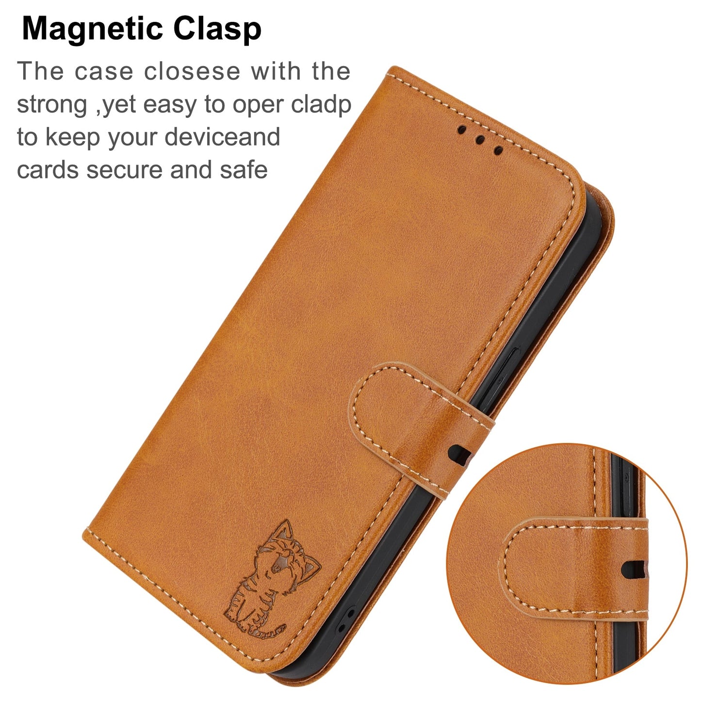 For iPhone 16e Embossed Happy Cat Pattern Flip Leather Phone Case(Yellow)