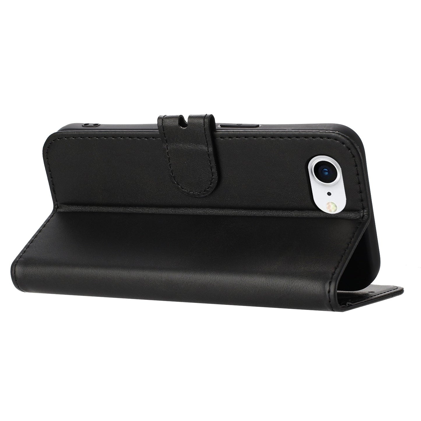 For iPhone 16e Embossed Happy Cat Pattern Flip Leather Phone Case(Black)