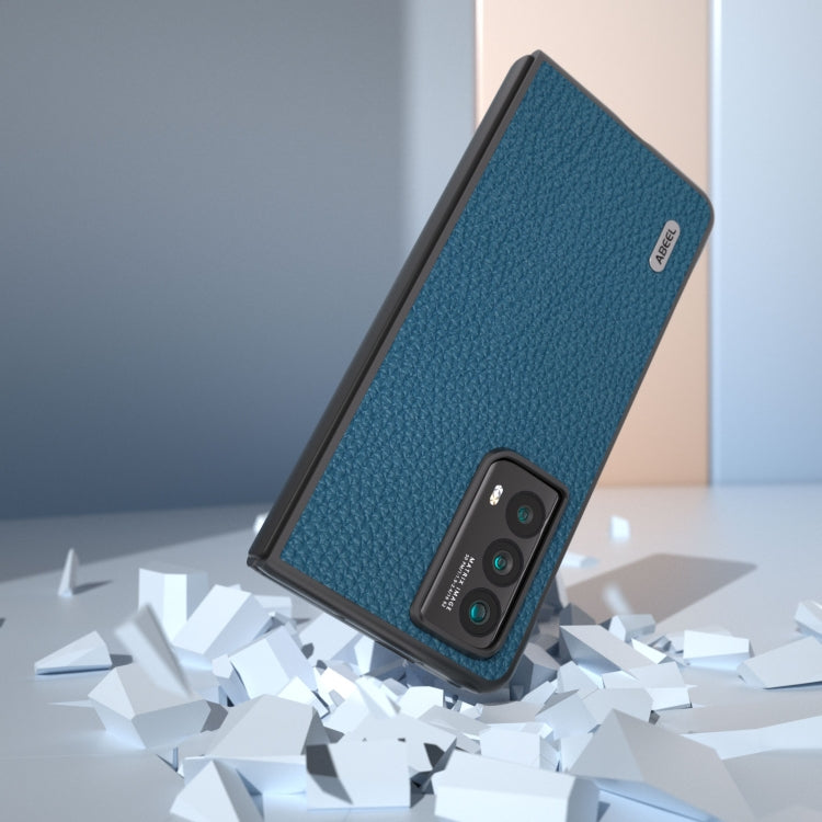 For Honor Magic Vs2 ABEEL Genuine Leather Litchi Texture Phone Case(Blue)