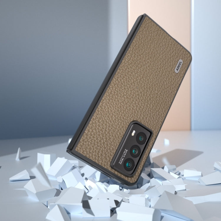 For Honor Magic Vs2 ABEEL Genuine Leather Litchi Texture Phone Case(Grey)