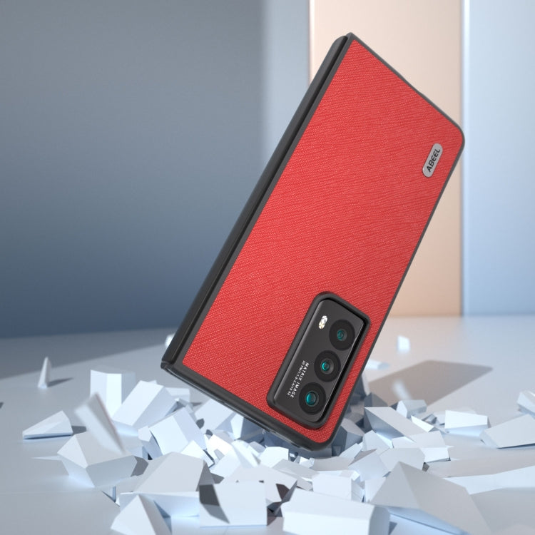 For Honor Magic Vs2 ABEEL Cross Texture Genuine Leather Phone Case(Red)