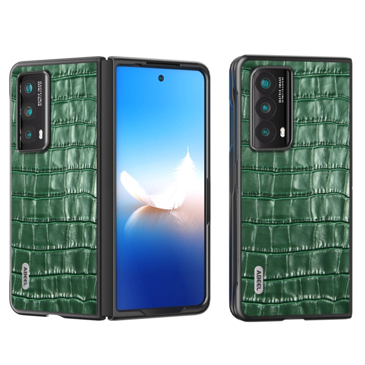 For Honor Magic Vs2 ABEEL Crocodile Texture Genuine Leather Phone Case(Green)