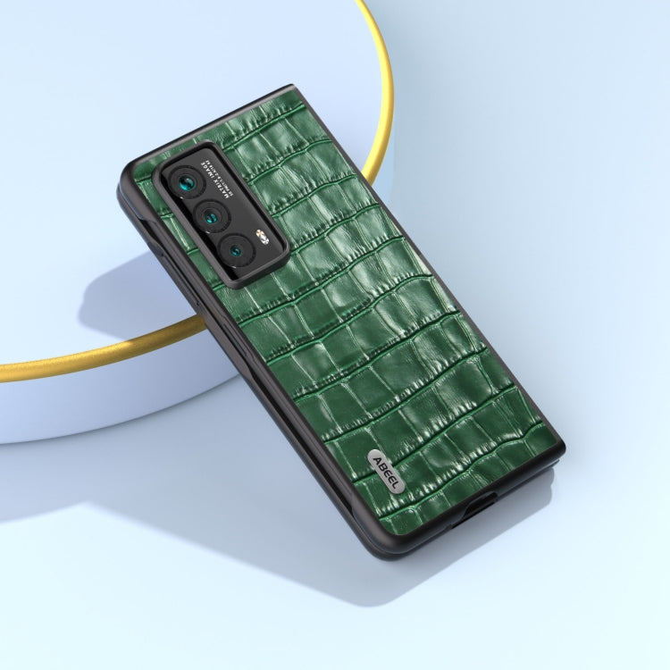 For Honor Magic Vs2 ABEEL Crocodile Texture Genuine Leather Phone Case(Green)