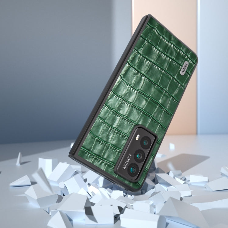 For Honor Magic Vs2 ABEEL Crocodile Texture Genuine Leather Phone Case(Green)