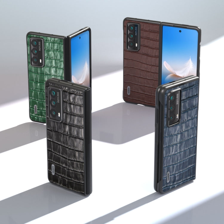 For Honor Magic Vs2 ABEEL Crocodile Texture Genuine Leather Phone Case(Green)