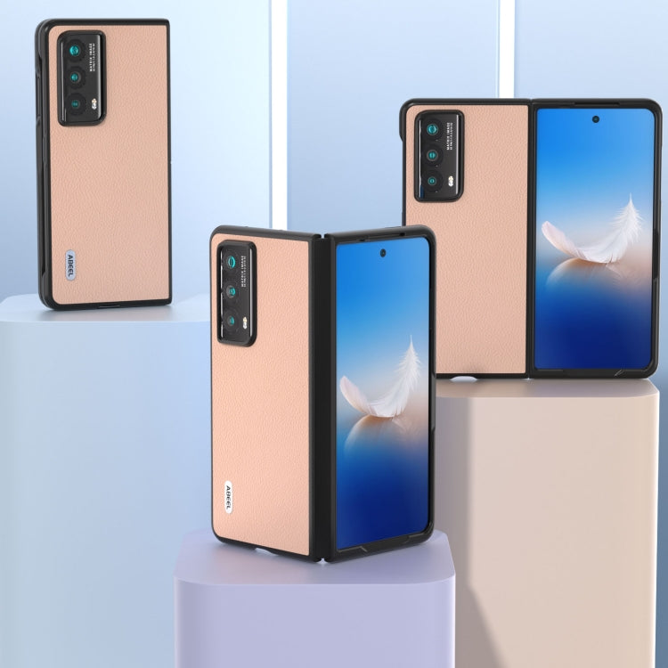 For Honor Magic Vs2 ABEEL Genuine Leather + PC Litchi Texture Phone Case(Pink Gold)