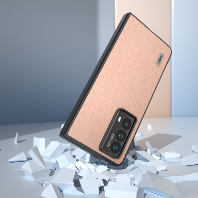 For Honor Magic Vs2 ABEEL Genuine Leather + PC Litchi Texture Phone Case(Pink Gold)