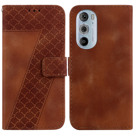 For Motorola Edge 30 Pro Seven-shaped Embossed Leather Phone Case(Brown)