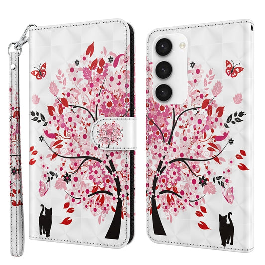 For Samsung Galaxy S24 5G 3D Painting Pattern Flip Leather Phone Case(Cat Under The Tree)