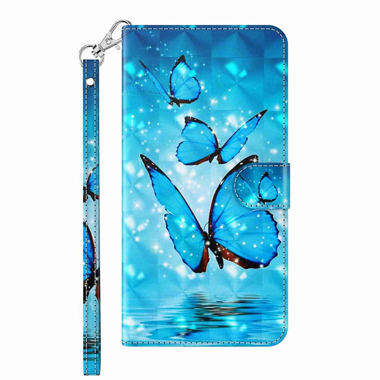 For Samsung Galaxy S24 5G 3D Painting Pattern Flip Leather Phone Case(Three Butterflies)