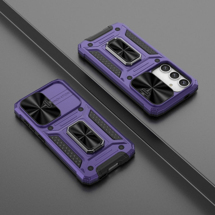 For Samsung Galaxy S24 5G Camshield Robot TPU Hybrid PC Phone Case(Purple)