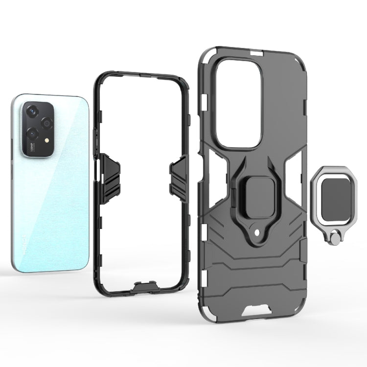 For Honor 200 Lite Global PC + TPU Shockproof Protective Phone Case with Magnetic Ring Holder(Black)