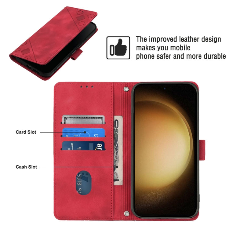 For Samsung Galaxy S24 5G Skin-feel Embossed Leather Phone Case(Red)