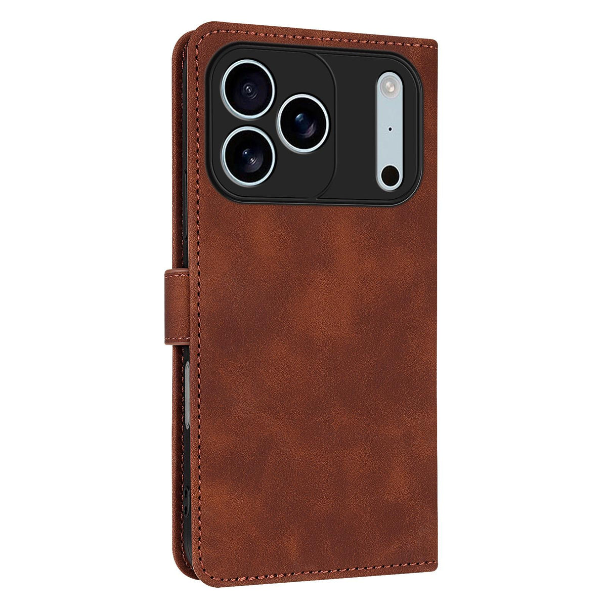 Compatible with iPhone 18 Pro Max AZNS Skin Feel Calf Texture Flip Leather Phone Case - Brown