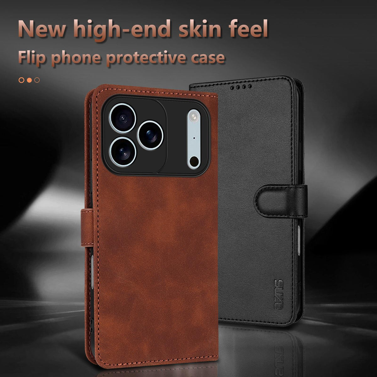 Compatible with iPhone 18 Pro Max AZNS Skin Feel Calf Texture Flip Leather Phone Case - Red