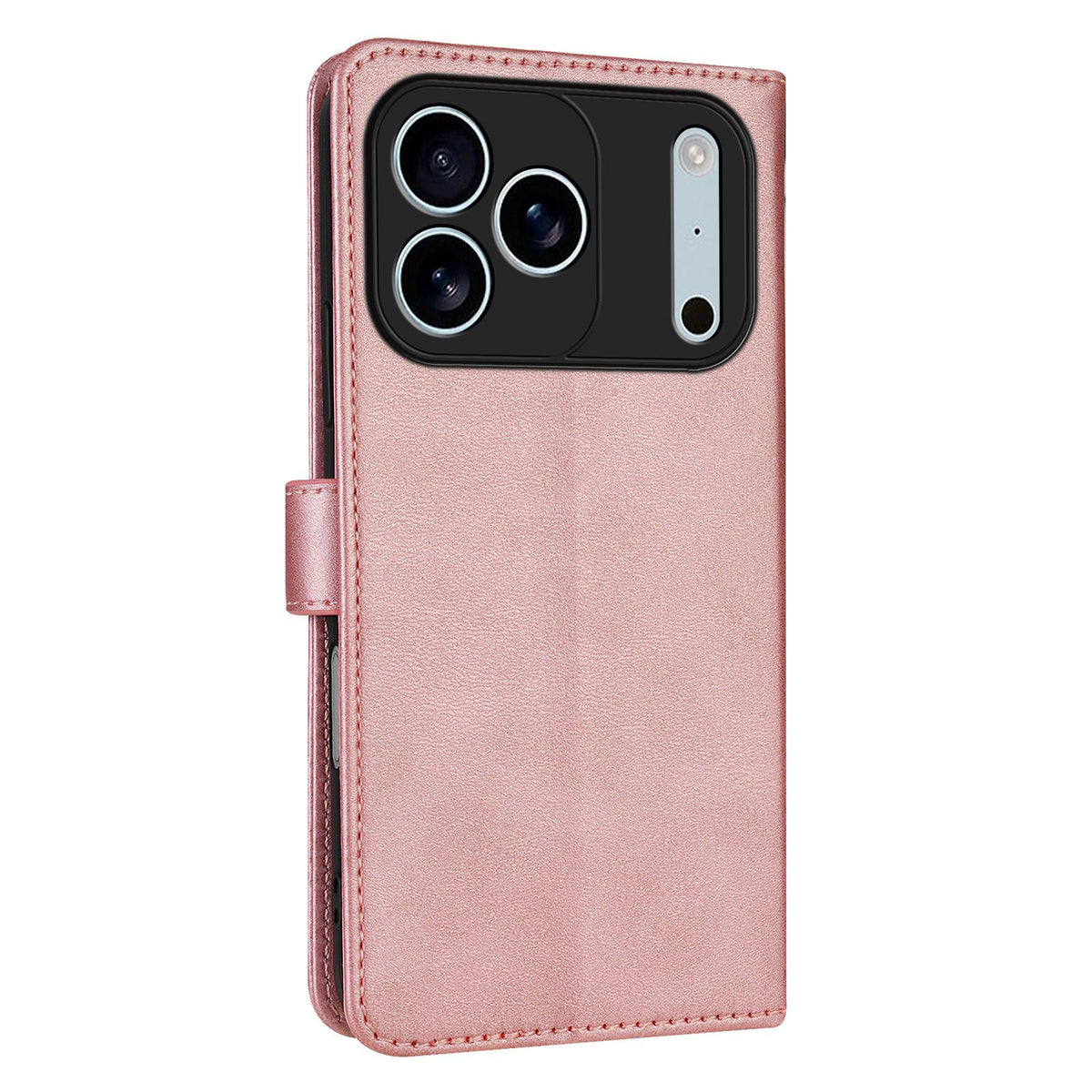 Compatible with iPhone 18 Pro Max AZNS Skin Feel Calf Texture Flip Leather Phone Case - Rose Gold