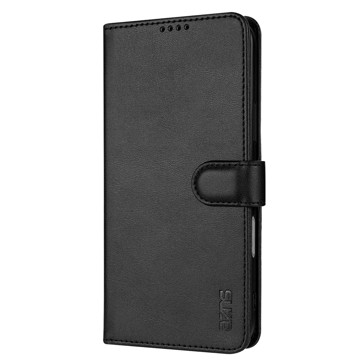 Compatible with iPhone 18 Pro Max AZNS Skin Feel Calf Texture Flip Leather Phone Case - Black