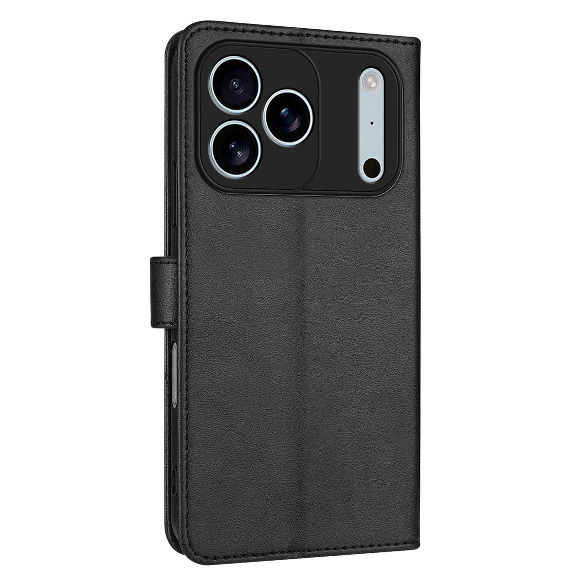 Compatible with iPhone 18 Pro Max AZNS Skin Feel Calf Texture Flip Leather Phone Case - Black