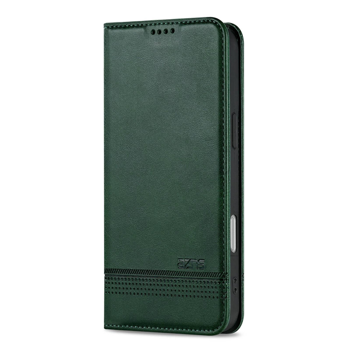 Compatible with iPhone 18 Pro Max AZNS Magnetic Calf Texture Flip Leather Phone Case - Dark Green