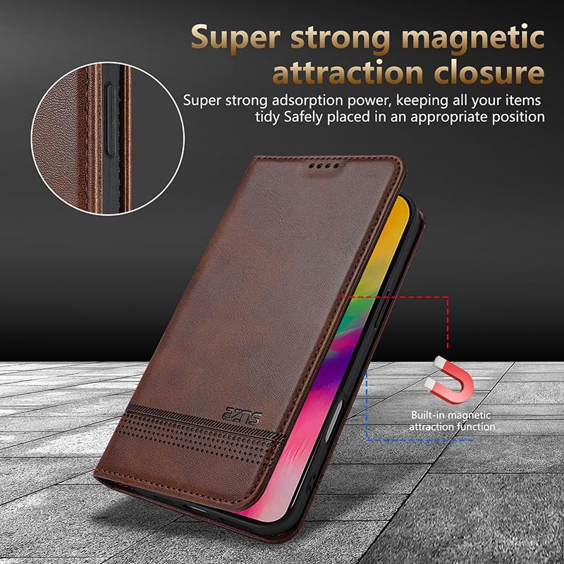 Compatible with iPhone 18 Pro Max AZNS Magnetic Calf Texture Flip Leather Phone Case - Dark Green