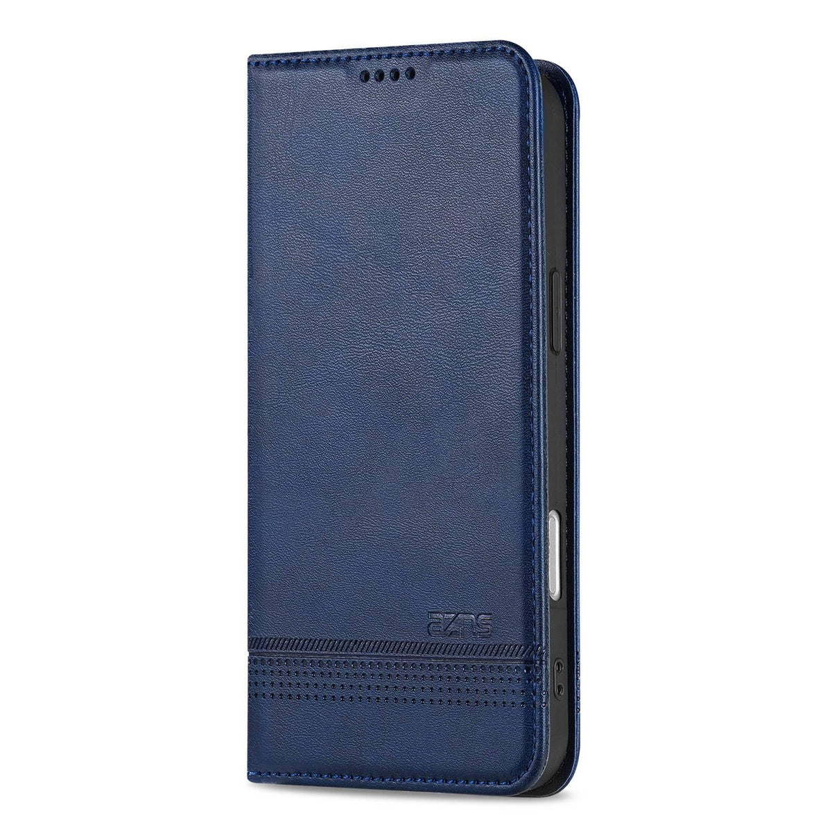 Compatible with iPhone 18 Pro Max AZNS Magnetic Calf Texture Flip Leather Phone Case - Dark Blue