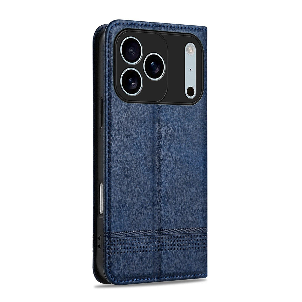Compatible with iPhone 18 Pro Max AZNS Magnetic Calf Texture Flip Leather Phone Case - Dark Blue