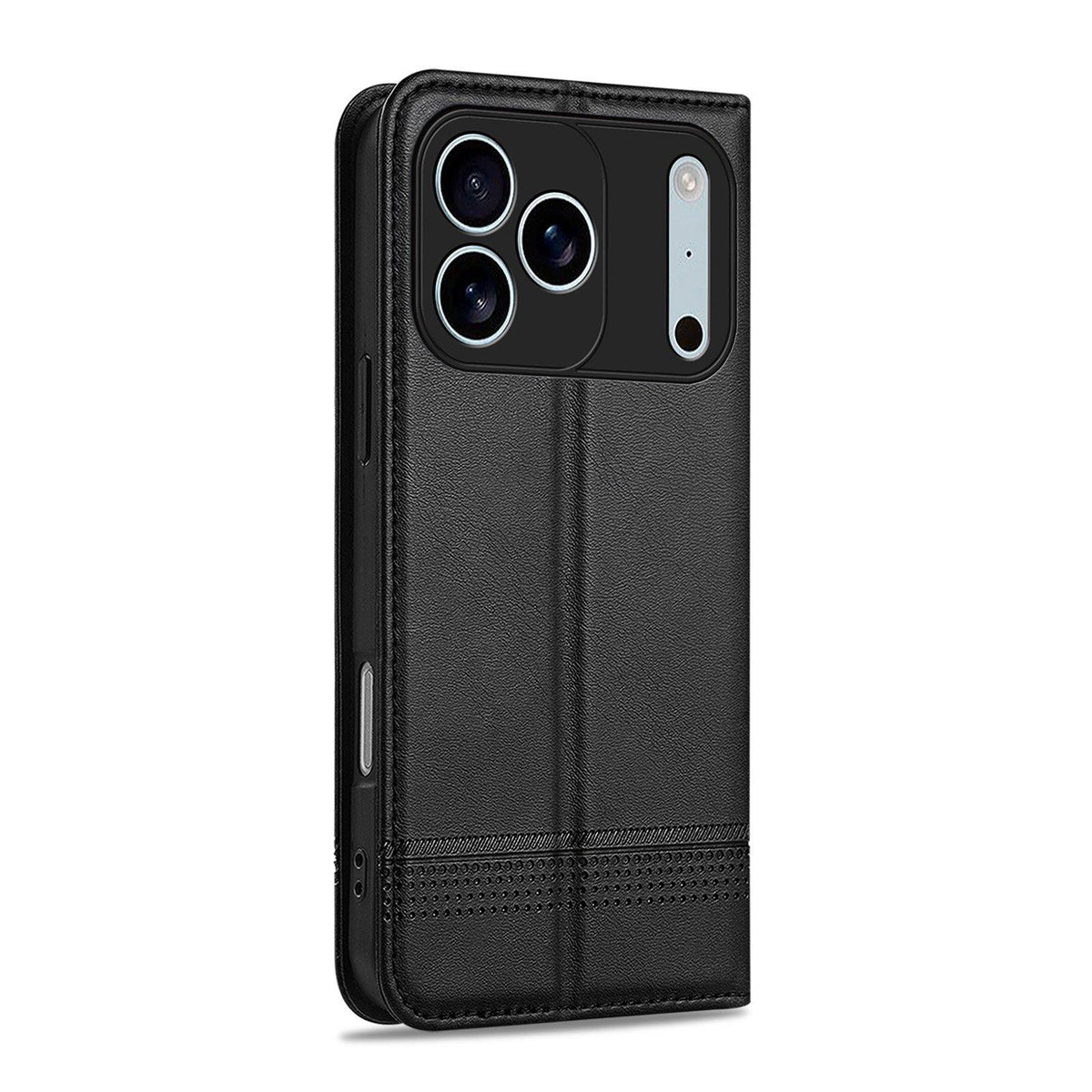 Compatible with iPhone 18 Pro Max AZNS Magnetic Calf Texture Flip Leather Phone Case - Black