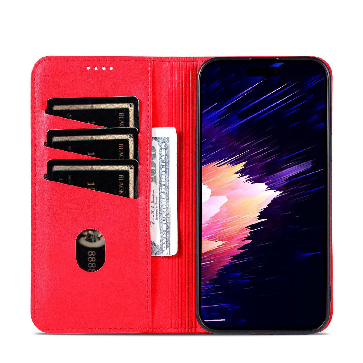 Compatible with iPhone 18 Pro AZNS Magnetic Calf Texture Flip Leather Phone Case - Red