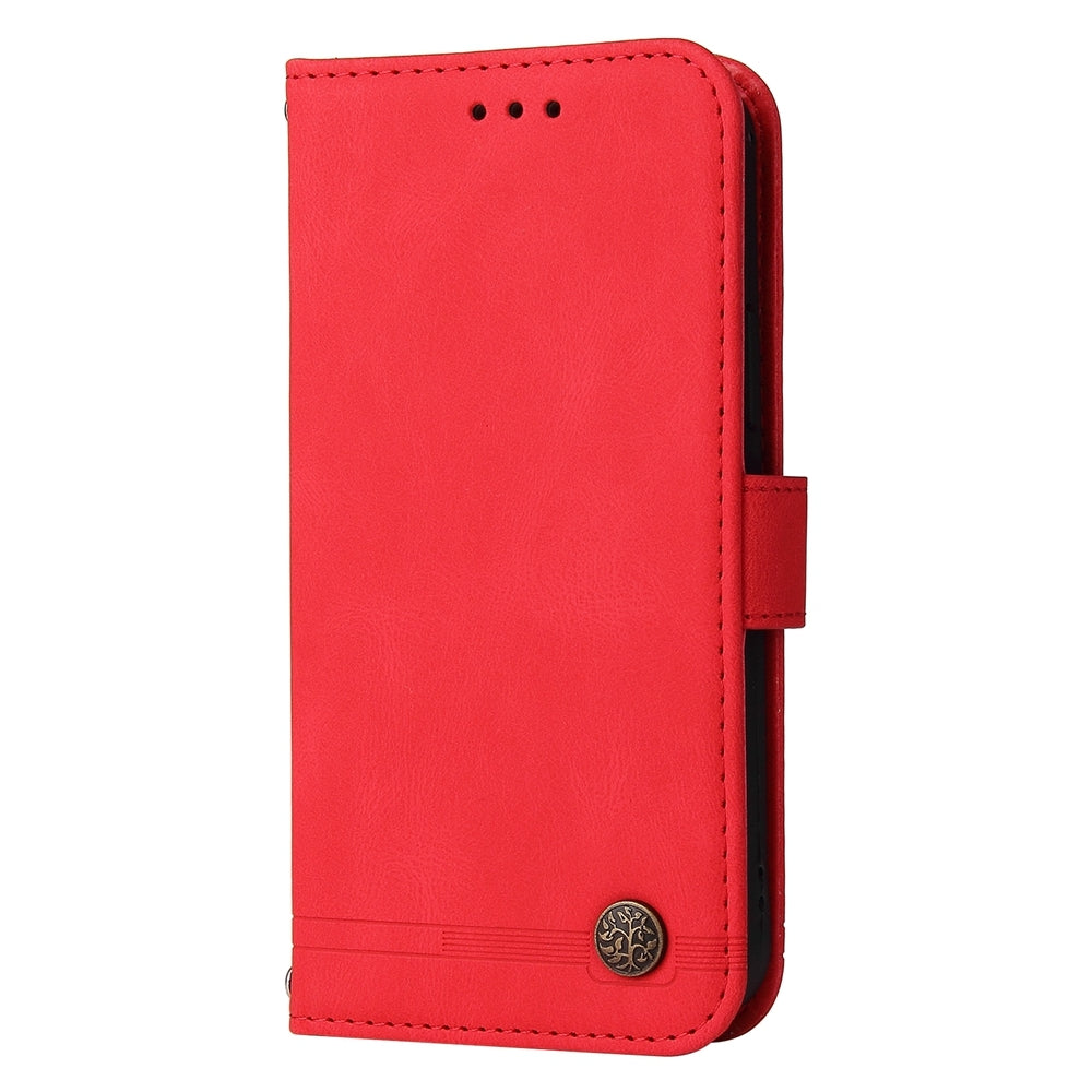 For OPPO K12 Skin Feel Life Tree Metal Button Leather Phone Case(Red)