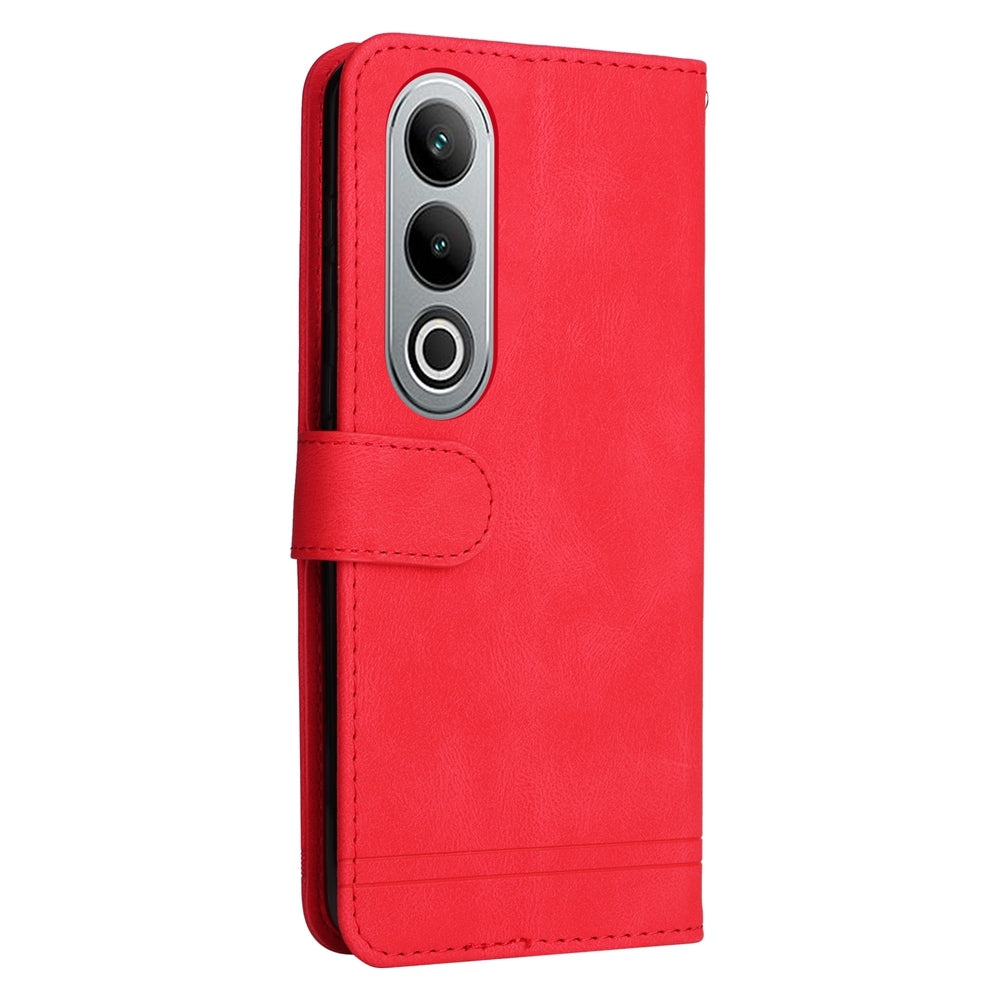 For OPPO K12 Skin Feel Life Tree Metal Button Leather Phone Case(Red)
