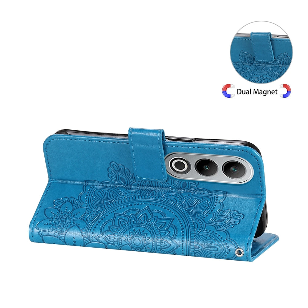 For OPPO K12 Seven-petal Flowers Embossing Leather Phone Case(Blue)