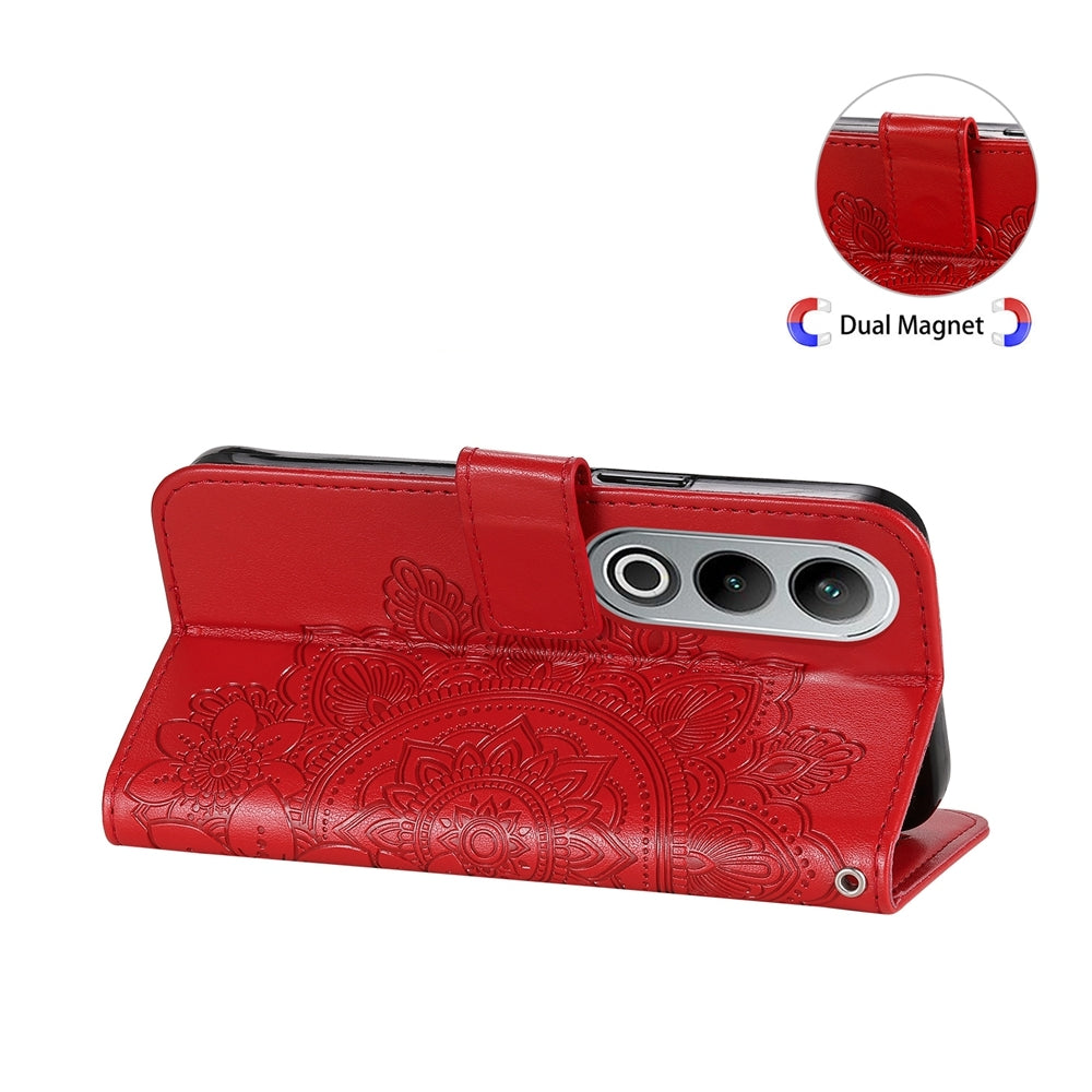 For OPPO K12 Seven-petal Flowers Embossing Leather Phone Case(Red)